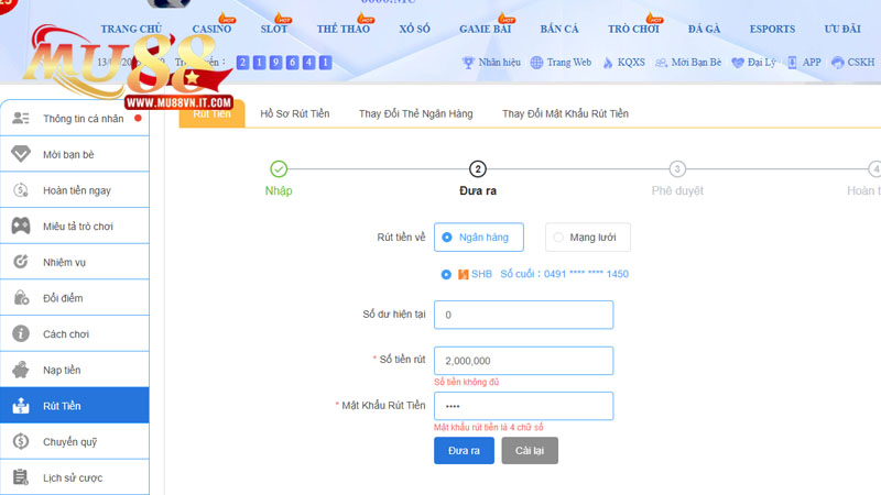 Quy trình giao dịch rút cho người mới